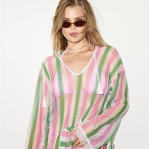 PINK Victoria's Secret Multicolor Striped Swim Cover-Up